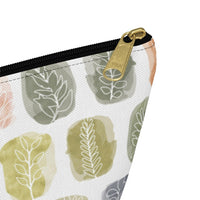 Watercolor Leaf Stamp Accessory Pouch w T-bottom in Green